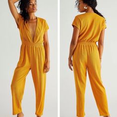 Free People Beach Rita Jumpsuit An Effortless Throw-On-And-Go Look, This Jumpsuit From The Fp Beach Collection Features A Plunging V-Neckline And Smocked Waistband In A Classic Terry Cloth Fabrication * Straight-Leg Silhouette* Relaxed Fit* Side Pockets Nwot. Label Marked To Prevent Store Returns Red Wide Leg Pants, Gold Jumpsuit, Free People Romper, Free People Beach, Sequin Rompers, Long Romper, Beach Collection, One Piece Outfit, Free People Denim