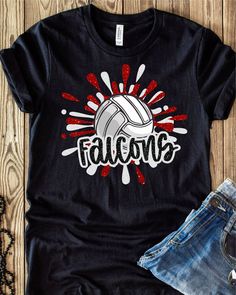 Falcons Volleyball Splatter Transfer - Rustic Grace Heat Transfer Company Volleyball Crafts, Volleyball Match, Volleyball Designs, Volleyball Mom Shirts, Volleyball Tshirts, Volleyball Mom, Heat Transfer Design, Volleyball Team, Just A Game