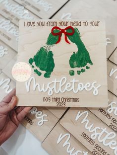 a handmade christmas card with the words, i love you from your head to your feet