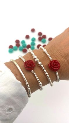 Red Flower Silver Bracelet Rose Bracelet Earrings Set Spring Sterling Silver Gift Women Jewelry Mom Gift Flower Set Mother Gift Idea - Etsy Personalized Elegant Rose-colored Jewelry, Elegant Personalized Rose Jewelry, Elegant Personalized Rose-colored Jewelry, Dainty Sterling Silver Jewelry With Rose Design, Elegant Rose Red Jewelry For Mother's Day, Rose Sterling Silver Jewelry For Mother's Day, Rose-colored Sterling Silver Jewelry For Mother's Day, Dainty Silver Jewelry With Rose Design, Mother's Day Rose-colored Sterling Silver Jewelry