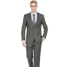 It Features A Standard 2 Button Closure, Back Side Vents On The Jacket, And Flat Fron Pants. Pinstripe Suit With Suit Collar For Office Wear, Classic Pinstripe Suits For Office Wear, Notch Lapel Suits With Vertical Stripes For Business Casual, Pinstripe Single Breasted Suit For Business Casual, Pinstripe Single-breasted Suit For Business Casual, Striped Semi-formal Suits With Welt Pockets, Formal Striped Single Button Blazer, Striped Single Button Blazer For Formal Occasions, Striped Business Casual Suit With Welt Pockets