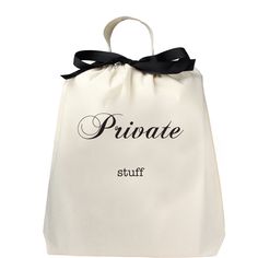 We all need a place to put our "Private Stuff". This bag is in 100% natural cotton with black print and black grosgrain ribbon. * This bag has a handle so you can hang it on a hook. * The bag fits all your "private stuff" no matter the size. * See care instructions on info page. Size: 12.75" x 12.25" x 2.3" (32.5 cm x 31 cm x 6 cm). Read more about how to personalize this bag under PIMP YOUR BAG. Happy organizing! Stuff Bag, Personalized Travel Bag, Packing Bags Travel, Organized Packing, Travel Bag Organization, Packing Jewelry, Pouch Organizer, Monogram Bag, Personalized Monogram