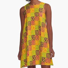 Empire Design, Kuba Cloth, Woven Dress, Dress For Sale, Dress Fabric, Clothing Patterns, Chiffon Tops, Dresses For Sale, A Line Dress