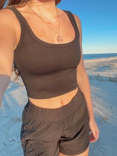 Luxury Santorini Tank – KMM Clothing Company Brown Tank Top, Comfy Clothes, Coconut Girl, Knit Crop, Clothing Company, Crop Tank, Santorini, Scoop Neckline, Vintage Look