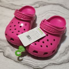 Size M4/W6 Brand New With Tags No Defects Pink Crocs With Charms, Hot Pink Crocs, Cool Crocs, Cute Highschool Outfits, Croc Shoes, Crocs Pink, Pink Crocs, Crocs Fashion, Pretty Sneakers