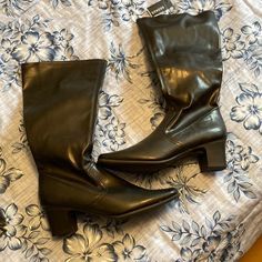 Size 9 Women’s Boots Casual Synthetic Boots With Pointed Toe, Casual Fitted Low Heel Boots, Black Casual Boots With Almond Toe, Casual Black Boots With Almond Toe, Casual Boots With Low Heel And Medium Width, Casual Boots With Medium Width And Low Heel, Black Dress Boots, Brown High Boots, Suede High Heel Boots