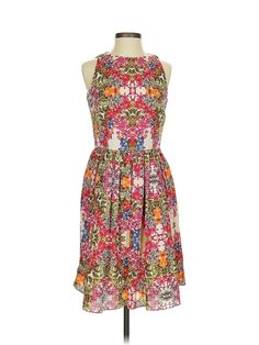 Maggy London Cocktail Dress Size: 4 Pink Dresses - used. 100% POLYESTER, Halter, Paisley, Short, Sleeveless | Maggy London Cocktail Dress: Pink Paisley Dresses - Used - Size 4 Sleeveless Multicolor Print Dress For Garden Party, Patterned Sleeveless Dress For Garden Party, Vibrant Print Sleeveless Spring Floral Dress, Multicolor Fitted Midi Dress With Paisley Print, Sleeveless Floral Dress With Vibrant Print For Spring, Spring Sleeveless Floral Dress With Vibrant Print, Vibrant Sleeveless Spring Floral Dress, Multicolor Sleeveless Floral Dress With Vibrant Print, Patterned Floral Print A-line Midi Dress