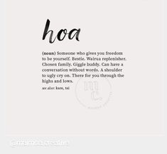 the word hoa written in black ink on a white background with an image of a woman