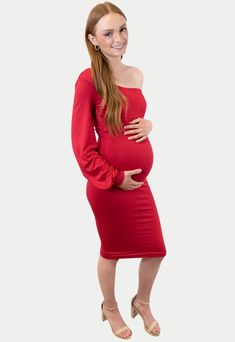 Formal One Arm Bishop Maternity Dress - Sexy Mama Maternity Fitted Off-shoulder Maternity Dress, Fitted Bump Friendly Maternity Dresses, Fitted Bump-friendly Maternity Dress, Elegant Maternity Bodycon Dress, Maternity Midi Dress Bump Friendly, Fitted Maternity Dresses Bump Friendly, Fitted Long Sleeve Nursing-friendly Dress, Fitted Long Sleeve Nursing Friendly Dress, Maternity Long Sleeve Ruched Dress