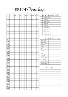 the printable period tracker is shown in black and white