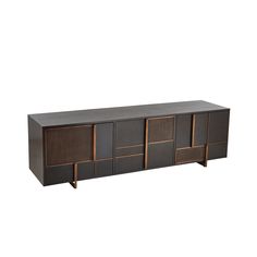 the sideboard is made out of wood and metal