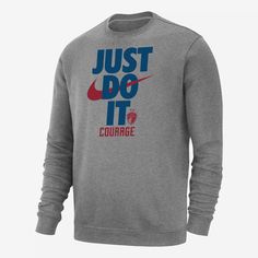 A closet staple for any North Carolina Courage fan, this sweatshirt combines classic style with the soft comfort of fleece. Nike Sweatshirt For Sports Season Fan Apparel, Nike Sweatshirt With Letter Print For Sports Season, Nike Cotton Sweatshirt For Fans, Nike Sweatshirt With Logo Print For Sports Events, Nike Sweatshirt With Logo Print For Sports, Nike Casual Sweatshirt For Sports Events, Casual Nike Sweatshirt For Sports Events, Nike Collegiate Long Sleeve Sweatshirt, Nike Crew Neck Hoodie With Logo Print