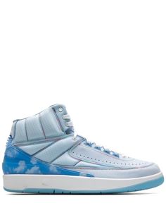 blue/white panelled design cloud print round toe front lace-up fastening ankle-length rubber sole signature Air cushioning These styles are supplied by a premium sneaker marketplace. Stocking only the most sought-after footwear, they source and curate some of the most hard to find sneakers from around the world. Air Jordan 2, Jordan Sneaker, Cloud Print, Buy Jordans, Jordan 2, White Paneling, Sneakers Blue, Dc Sneaker, Jordan Shoes