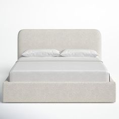 Boucle all day. This standard bed elevates any bedroom with its streamlined silhouette and all-over upholstery. We love how the foam-filled headboard offers just-right support while you read (or scroll) before bed. Rounded corners and a low-profile design add a polished finishing touch. Plus, it's compatible with an adjustable bed base comes with a slat kit to support your mattress, so there's no need for a box spring. Size: California King | Joss & Main Bailee Upholstered Platform Bed in White Bedding And Pillows, Adjustable Bed Base, Wingback Bed, Wingback Headboard, Bed Base, Adjustable Beds, Upholstered Platform Bed, Room Inspiration Bedroom, White Bedding