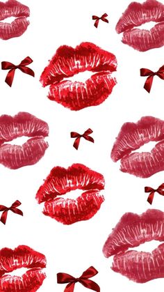 red lips with bows on white background