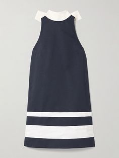 STAUD's 'Finn' mini dress has a distinct nautical feel. Made from a navy cotton-blend, it's contrasted by white faille stripes at the hem and has sizable ties to secure the high neckline. The floaty, shift silhouette recalls vintage styles. Embellished Midi Dress, Flat Dress Shoes, Dress Flats, Womens Cocktail Dresses, Pink Midi Dress, Mini Cocktail Dress, Red Mini Dress, Mini Shift Dress, Embellished Dress