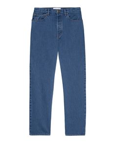 The Wayne Jean (30 Inseam). -- Electric Blue Wash DENIM BOTTOMS THE GREAT. SP24 D2 SALE Classic Blue Rigid Denim Jeans, Classic Mom Fit Denim Blue Bottoms, Blue Mom Fit Jeans For Fall, Blue Classic Relaxed Fit Jeans, Classic Blue Denim Jeans, Classic Blue Rigid Denim Bottoms, Blue Mom Fit Jeans With Five Pockets, Blue Mom Fit Jeans For Everyday, Blue Mom Fit Bottoms For Everyday