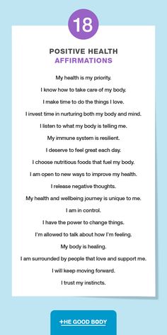 a poster with the words positive health affirmations