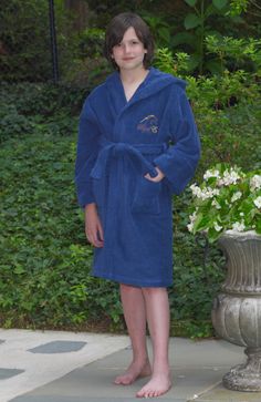 Raul E New York Boys' Hooded Terry Robe Navy Blue New York Logo, Terry Robe, Hooded Robe, Organic Bath Products, Young Men, Womens Wellness, Signature Logo, Terry Cloth, Face And Body