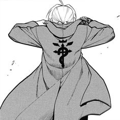 an anime character with his hands on his head and the back of his hoodie