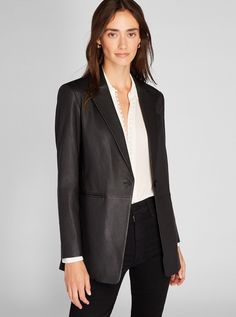 We took a popular ‘90s trend and elevated it for today. Our classic leather blazer features an elongated length and a streamlined fit for a more elegant take on this cool staple. 90s Trends, Fashionable Dresses, Leather Blazer, Club Monaco, Classic Leather, Black Blazers, Colored Blazer, For Today, Stylish Men