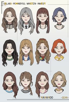 many different types of women with long hair