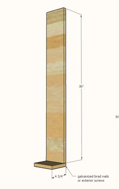 the measurements for a tall wooden post with two sides and an end section on each side