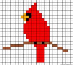 a cross stitch pattern with a red bird