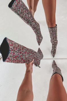 If disco was a shoe….here she is!!  Multi color studded jeweled pointed toe stiletto boots  Runs true to size  Heel height is Lace 2023, Amazing Lace, Native Style, Stiletto Boots, Chic Dresses, Heels & Wedges, Trendy Dresses, Chic Dress, Fashion Games