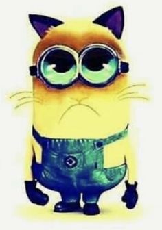 a yellow and blue minion with big eyes wearing glasses on it's face