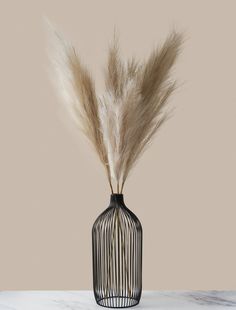 Tall Faux Pampas Grass - Cream (3 Stems) Surf House Decor, Faux Pampas, Floor Vases, Bedroom Redesign, Grass Decor, Bedroom Renovation, Black Vase, Beauty Lounge, Home Upgrades