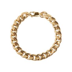 Gold Cuban Chain Link Bracelet Classic Cuban Link Bracelet For Everyday, Classic Cuban Link Bracelets For Everyday, Modern Chunky Chain Cuban Link Bracelets, Modern Bracelets With Chunky Cuban Link Chain, Modern Chunky Cuban Link Chain Bracelet, Elegant Cuban Link Bracelet For Everyday, Classic Tarnish Resistant Cuban Link Bracelet, Classic Cuban Link Bracelet With Curb Chain For Everyday, Classic Cuban Link Bracelet With Chunky Chain For Everyday