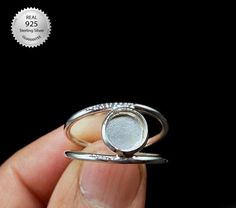 "Product Details :-  Ring Thick Bezel Setting Cup For Round Gemstone Back Side :- Select From Personalization, (If buyer did not select the back side from personalization, then we will make it CLOSE by default) (If buyer did not select the plating from personalization, then we will make it \"925 STERLING SILVER POLISH\" by default) Shape - Round Material :- Only Pure 925 Sterling Silver Shipping :-  . * Delivery by normal courier will take 15-25 days  * If any buyer need items more fast, Then me Minimalist Silver Crystal Ring With Bezel Setting, Silver Stackable Rings With Stone Setting, Silver Stackable Crystal Ring, Silver Stackable Rings With Bezel Setting For Gift, Silver Rings With Bezel Setting, Adjustable Sterling Silver Crystal Ring With Bezel Setting, Silver Crystal Ring With Bezel Setting, Adjustable Round Crystal Ring With Bezel Setting, Silver Sterling Stackable Rings With Bezel Setting