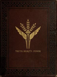 the truth, beauty and power book is shown in gold on brown leather with an ornate border