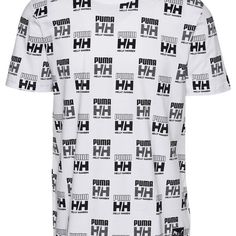 Puma X Helly Hansen Aop Crew Neck Logo Tee. Men’s Size Medium. Nwt (Still In Bag From Shipping, Shown). 100% Cotton. Machine Washable. Regular Fit With Short Sleeves. Rib Crewneck Collar. 6oz. Msrp $45. #Puma #Hellyhansen #Collab #Athleisure Crew Neck Cotton Tops With Logo Pattern, Casual Cotton Tops With Logo Pattern, Sporty White T-shirt With All Over Print, White Urban Tops With All Over Print, Urban White Tops With All Over Print, Helly Hansen Jacket, Boat Shirts, Tech T Shirts, Brothers Shirts