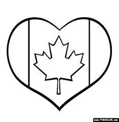 a heart shaped flag with a maple leaf on the front and bottom half of it