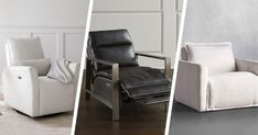 three different types of recliners and chairs