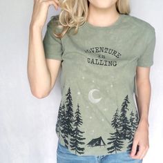 Super Soft. Camping Forest Scene. Pit To Pit: 18.5” Length: 24” New With Tag. 100% Cotton. Casual Green Tops For Outdoor Activities, Green Summer Adventure Top, Spring Outdoor Crew Neck Top, Spring Crew Neck Top For Outdoor, Crew Neck Top For Outdoor Spring Activities, Trendy Graphic Print Tops For Outdoor Activities, Green Cotton Top For Outdoor Activities, Outdoor Cotton Top, Green Cotton Tops For Outdoor Activities