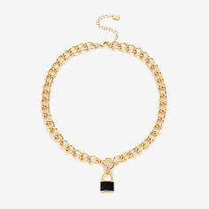 Features: AdjustableJewelry Closure: Lobster ClaspMetal Color: Gold ToneChain Length: 17 InchChain Width: 12.7 MillimetersExtender Length: 3 InchPendant Length: 24.4mmPendant Width: 15.2mmMetal: ZincChain Construction: CurbCare: Wipe CleanNecklace Type: Pendant NecklacesCountry of Origin: Imported Adjustable Black Chain Link Jewelry, Black Chain Link Jewelry With Lobster Clasp, Black Necklace With Gold Chain Link Detail, Black Necklace With Gold Chain Link, Black Chain Link Jewelry For Everyday, Everyday Black Chain Link Jewelry, Black Metal Jewelry With Chunky Chain, Black Pendant Charm Necklace With Chain, Black Necklace With Gold Chain