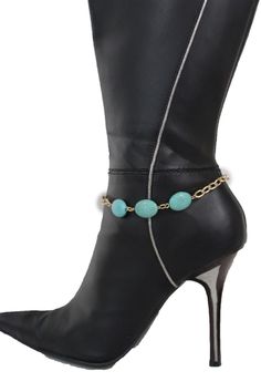 Trendy Accessory Popular Sexy Chic Jewelry Ladies Boot Bracelet Turquoise Blue Beads Style : Dance/ Prom / Photo Shoot / Fancy / Casual / Dressy / Sexy / Fun / Unique / Western / Punk / RockCondition: Brand NewMaterial: Metal Chains LinksColor: Gold + Turquoise BlueSize: One Size Fits All - Adjustable 11"-15" (Length)Occasion: Cocktail, Gift, Christmas, Party, Prom, Wedding, Bridal, Office Brand New Fancy Sexy Chic Bling Fashion Boot Bracelet Chain Links Great For Special Events, Party, Going Ou Prom Photo Shoot, Western Punk, Bridal Office, Style Dance, Fancy Casual, Beads Style, Boot Bracelet, Bling Fashion, Casual Dressy