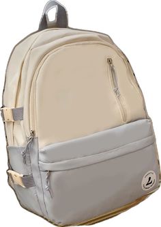 Beige School Backpack With Large Capacity, Beige Large Capacity Backpack For School, Large Capacity Cream Backpack For Students, Portable Beige Standard Backpack, Back To School Beige Shoulder Backpack, Gray Backpack For Students, Beige Laptop Backpack For Daily Use, Beige Satchel Backpack For Students, Beige Backpack Laptop Bag For Daily Use