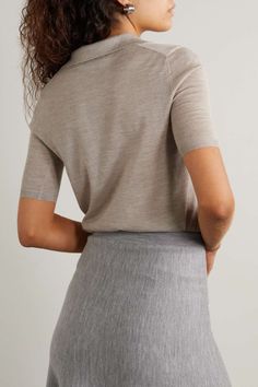 GABRIELA HEARST Frank cashmere and silk-blend polo shirt | NET-A-PORTER Gabriela Hearst, Silk Top, Women Collection, Porter, Color Design, Cashmere, Polo Shirt, Top Blouse, Mini Skirts