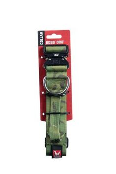 a green belt with metal buckles on the front and side of it, in a packaging