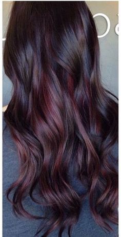 Wine Hair Color, Rambut Brunette, Plum Hair, Wine Hair, Purple Highlights, Red Highlights, Purple Tones, Burgundy Hair