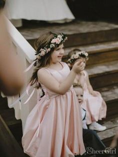 Blush Pink Simple Flower Girl Dresses for Rustic Country Wedding ARD2103-SheerGirl Flower Girl Dresses Simple, Simple Flower Girl, Simple Flower Girl Dresses, Sheer Prom Dress, Halter Homecoming Dress, Cheap Flower Girl Dresses, Pink Flower Girl Dresses, Toddler Flower Girl Dresses