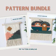 two pictures of the same wall hangings with text overlay that says pattern bundle