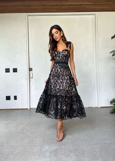 Black Sleeveless Dress For Summer, Black Sleeveless Dress For Summer Dress Down, Lace Sleeveless Sundress, Black Sleeveless Summer Dress For Casual Wear, Midi Length Lace Sleeveless Dress, Casual Sleeveless Lace Dress, Casual Black Strapless Midi Dress, Sleeveless Lace Midi Dress For Date Night, Black Sleeveless Dress For Spring Dress Down