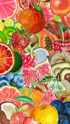 a painting of various fruits and vegetables