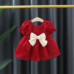 Girls Summer Bow Princess Dress Wholesale Baby Girl Clothes Princess Dress Red, Baby Boutique Clothing, Clothes Boutique, Gauze Dress, Gowns For Girls, Trending Products, Wholesale Dress