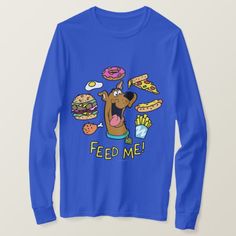 Long Sleeve Graphic Tee With Funny Print, Scooby Doo Collar, Scooby Doo Hoodie, Scooby Doo T Shirt, Scooby Doo Merch, Long Sleeve T-shirt With Funny Print In Relaxed Fit, Relaxed Fit Long Sleeve T-shirt With Funny Print, Blue Long Sleeve T-shirt With Funny Print, Long Sleeve T-shirt With Funny Print, Relaxed Fit